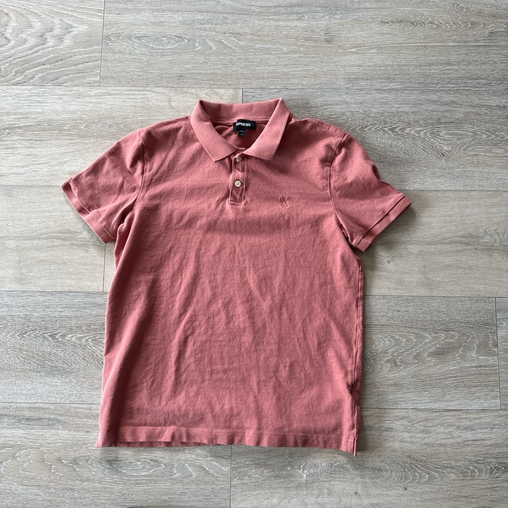 Dark Pink Express Polo Shirt with X embroidered Size Medium Men's
